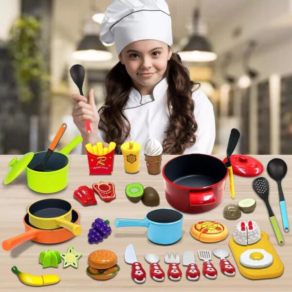 Kitchen Playset Cooking Set Food Cutting Accessories Educational Fun Role Play