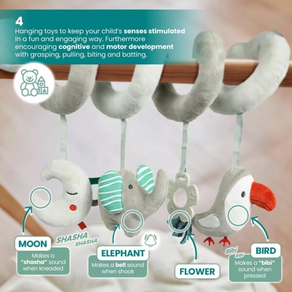 Kyoot 0-12m Unisex Baby Boy Girl Soft Spiral Toy Elephant Moon Penguin and Teether