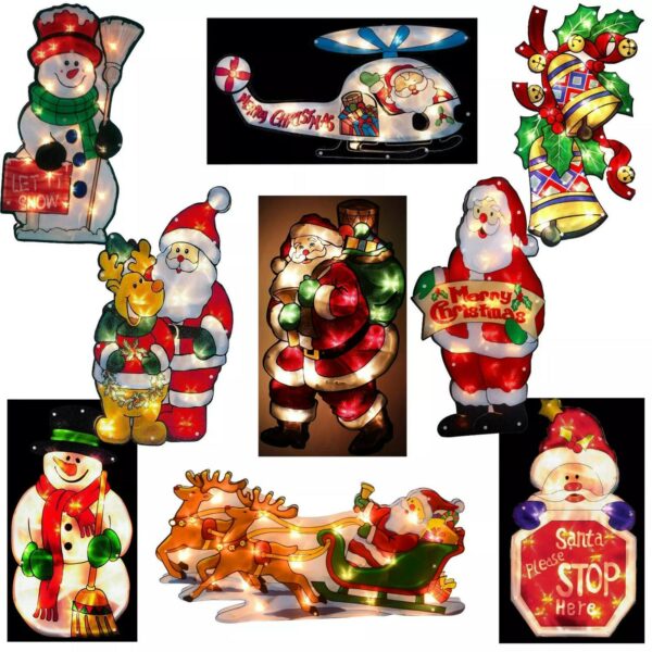 Large Christmas Window Light Silhouette Hanging Xmas Lights Decoration 20 LED