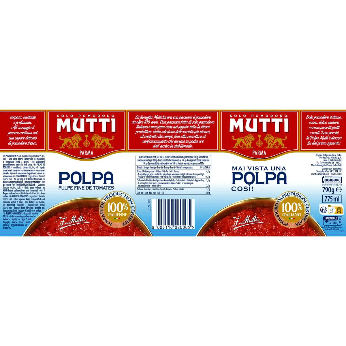 Mutti Polpa Chopped 78b79e51e0ef53eea58c4d2a1ce59004