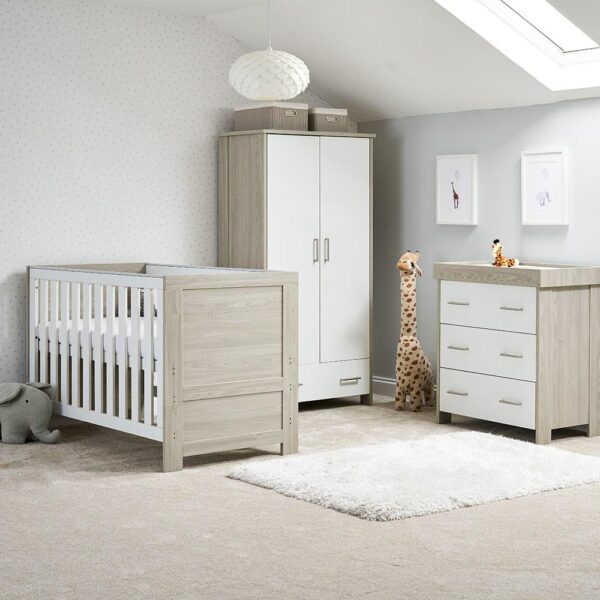Obaby Nika 3 Piece Nursery Room Set Grey Wash/White