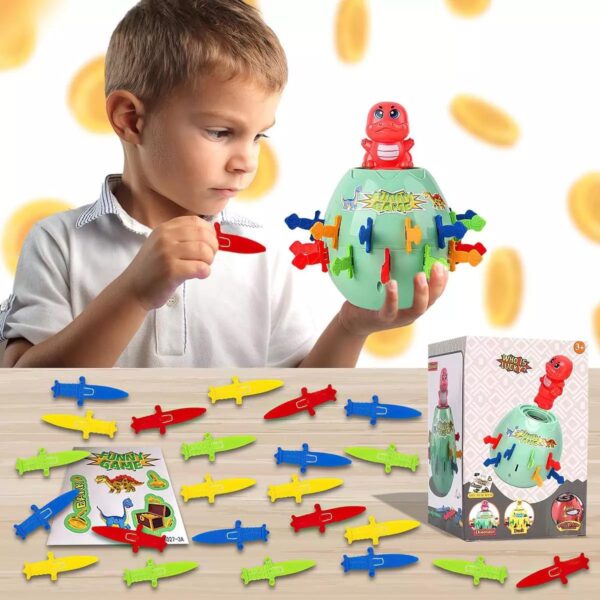 Pop-Up Dinosaur Piggy Bank Game Learning Toy 24 Colorful Swords DIY Stickers Toy