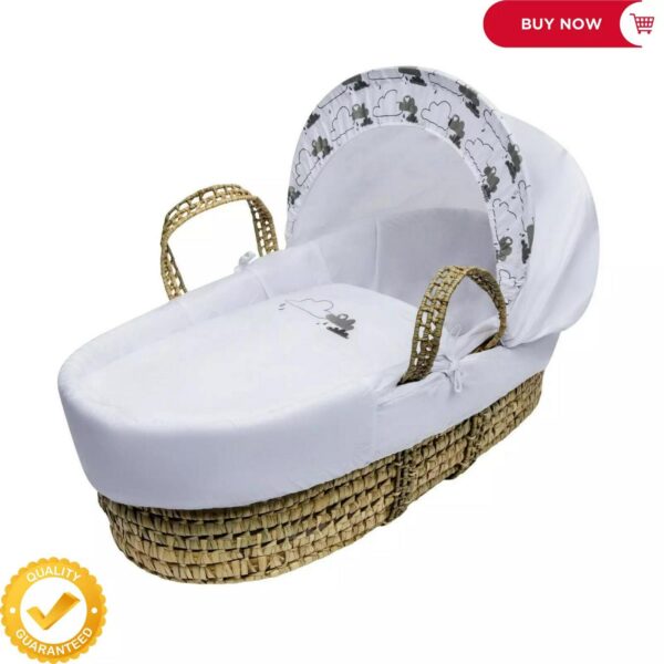 Quality Palm Moses Basket with Quilt, Padded Liner, Adjustable Hood and Mattress
