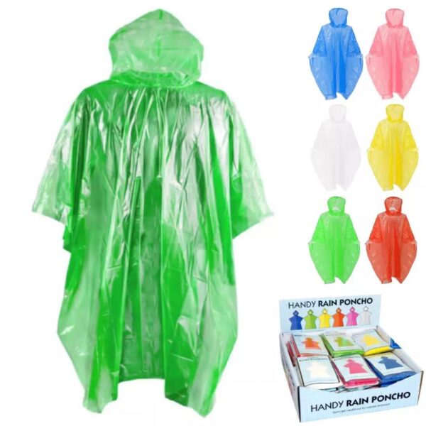 Rain Poncho Waterproof Emergency Camping Raincoat with Hoodie Adult One Size