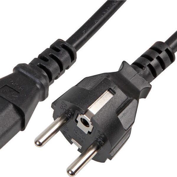 Schuko Plug to IEC C13 Power Cable, 2m, Black-