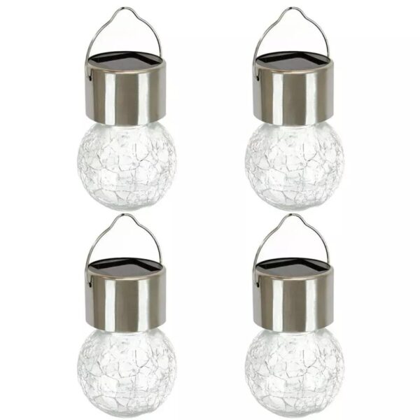 Solar Hanging Crackle Balls Pack of 4 Eco Friendly LED Garden Decoration