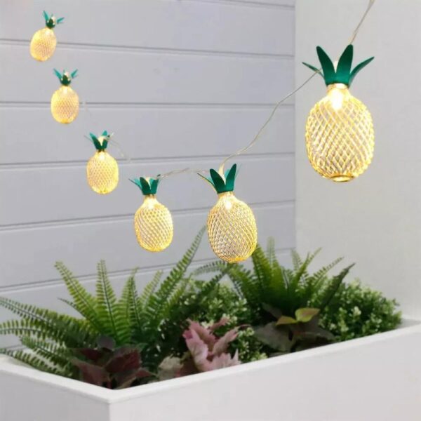 Solar Pineapple Lantern LED String Lights 2m 10 Piece Eco Friendly Garden Decor