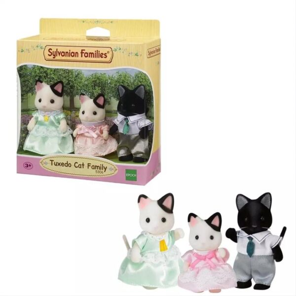 Sylvanian Families Tuxedo Cat Family Figurines Doll's Set of 3 Kids Childrens