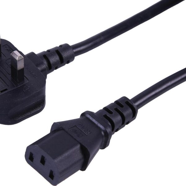 UK Mains Plug with 10A Fuse to IEC C13 Socket Lead, 6A Rated, 0.5m, Black-