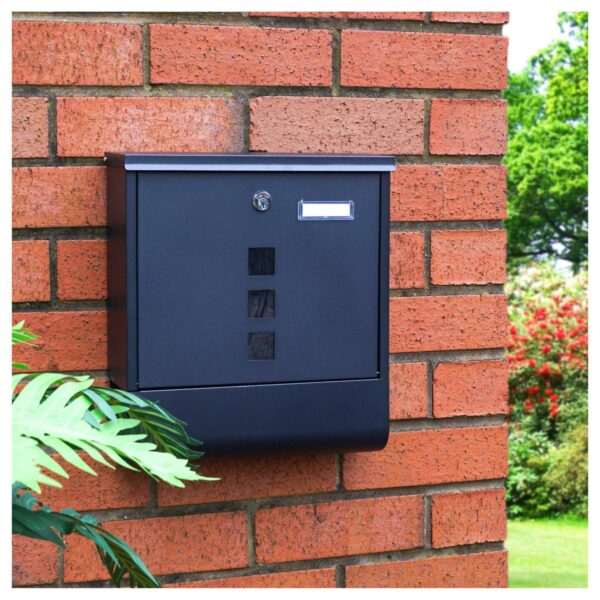 Wall Mounted Lockable Letterbox, Black-