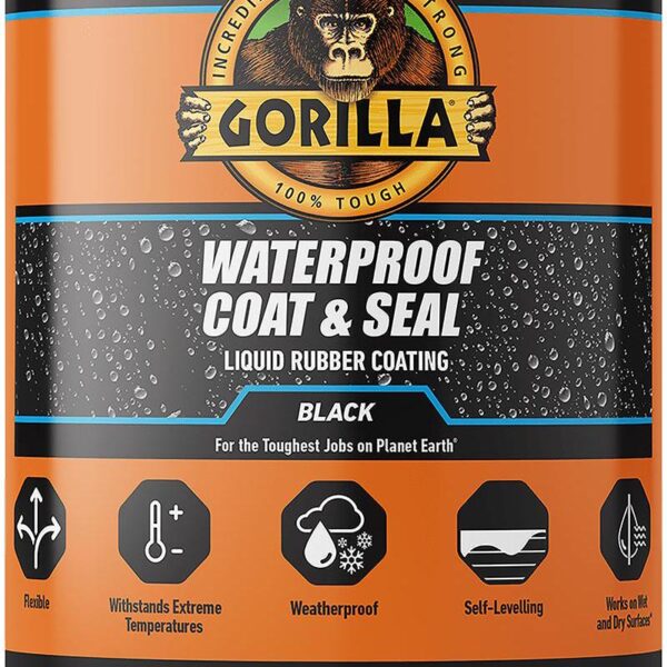 Waterproof Coat and Seal Liquid Rubber Coating - Black, 946ml-