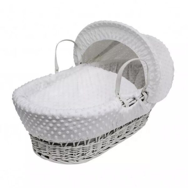 White Dimple White Wicker Moses Basket