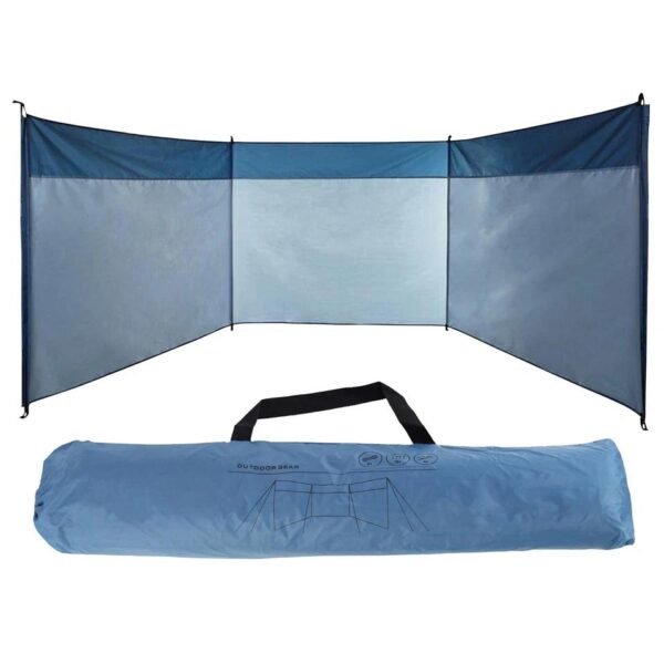 Windbreak for Camping Beach with Strong Poles Guy Lines Pegs Carry Bag 3 Panel