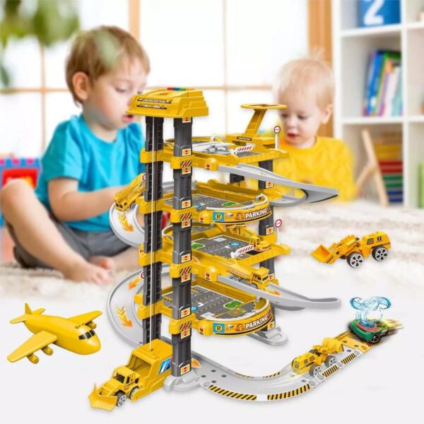 Yellow Parking Lot Garage Play Set Multi Function Electric Changing Alloy