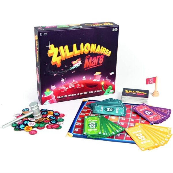 Zillionaires On Mars Bidding and Bluffing Family Board Game New