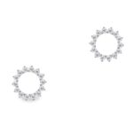 0.39ctw Round Brilliant Cut Diamond Circle Stud Earrings, 18ct White Gold - Image 3