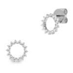 0.39ctw Round Brilliant Cut Diamond Circle Stud Earrings, 18ct White Gold