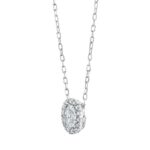 0.40ctw Oval and Round Brilliant Cut Diamond Halo Pendant, 14ct White Gold - Image 3