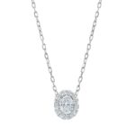 0.40ctw Oval and Round Brilliant Cut Diamond Halo Pendant, 14ct White Gold