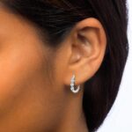 0.50ctw Round Brilliant Cut Diamond 3 Stone Hoop Earrings, 14ct White Gold - Image 2