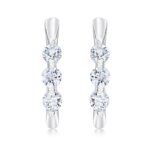 0.50ctw Round Brilliant Cut Diamond 3 Stone Hoop Earrings, 14ct White Gold - Image 4