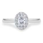 0.54ctw Oval and Round Brilliant Cut Diamond Halo Ring, Platinum - Image 4