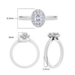 0.54ctw Oval and Round Brilliant Cut Diamond Halo Ring, Platinum - Image 7