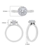 0.64ctw Round Brilliant Cut Diamond Halo Ring, Platinum - Image 7