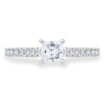 0.74ctw Princess and Round Brilliant Cut Diamond Ring, Platinum - Image 4