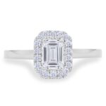 0.76ctw Emerald and Round Brilliant Cut Diamond Ring , Platinum - Image 4