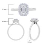 0.76ctw Emerald and Round Brilliant Cut Diamond Ring , Platinum - Image 7