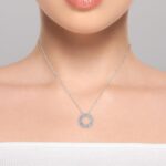 0.85ctw Round Brilliant Cut Diamond 3 Row Circle Pendant, 18ct White Gold - Image 2