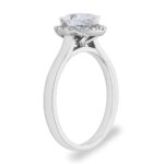 0.90ctw Pear and Round Brilliant Cut Diamond Halo Ring, Platinum - Image 6