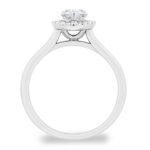 0.90ctw Pear and Round Brilliant Cut Diamond Halo Ring, Platinum - Image 5