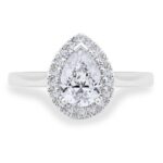 0.90ctw Pear and Round Brilliant Cut Diamond Halo Ring, Platinum - Image 4