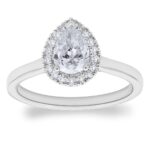 0.90ctw Pear and Round Brilliant Cut Diamond Halo Ring, Platinum
