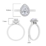 0.90ctw Pear and Round Brilliant Cut Diamond Halo Ring, Platinum - Image 7