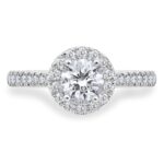 0.97ctw Round Brilliant Cut Diamond Halo Ring, Platinum - Image 4