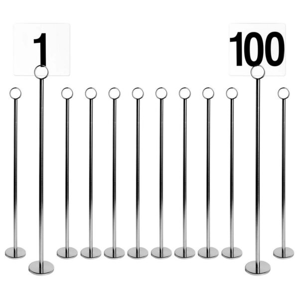 100x Table Numbers with 46cm Holders Wedding Place Card Sign Stand Set Silver