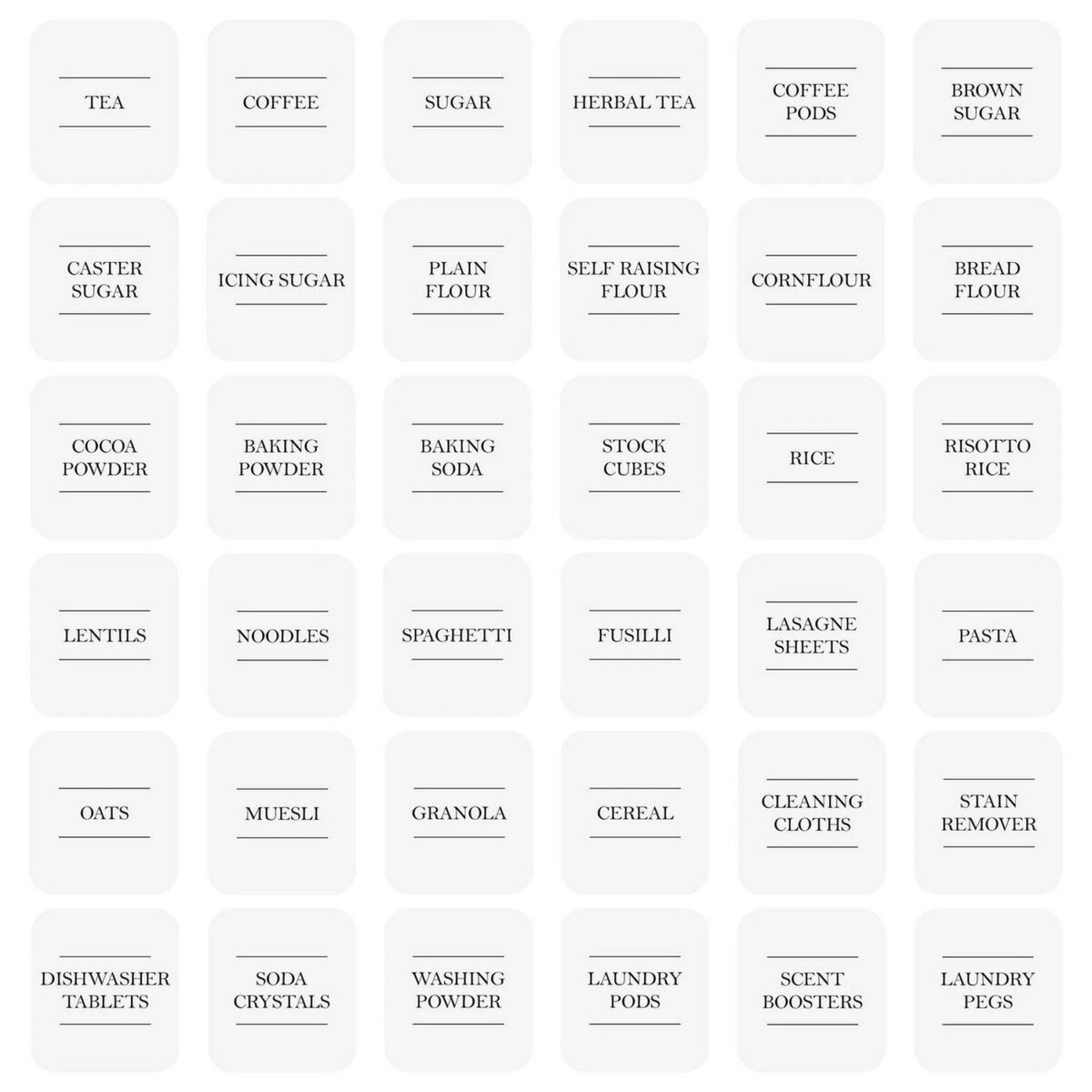 108x Storage Jar Labels White Glass Kitchen Pantry Food Spice Jars Stickers - Image 1