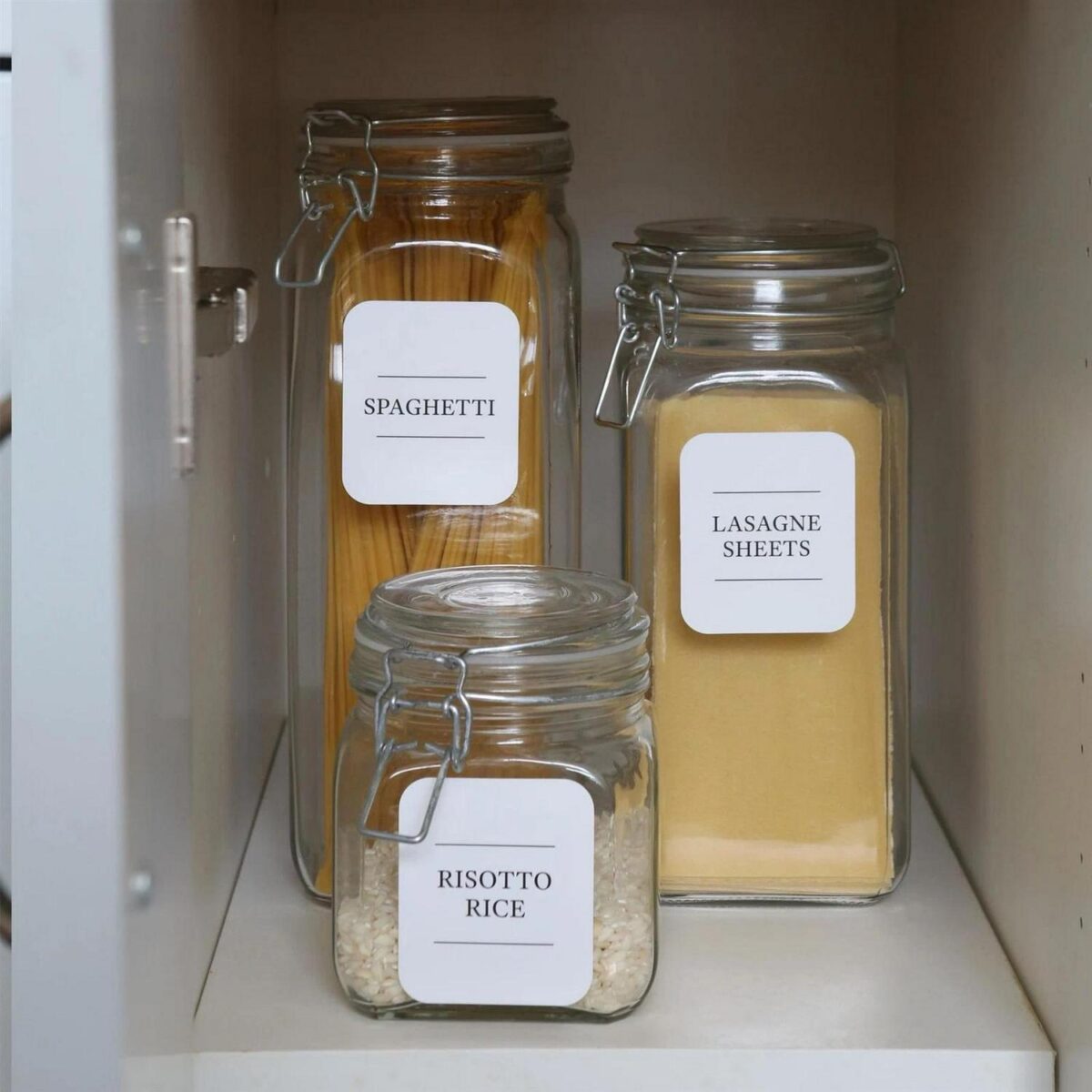 108x Storage Jar Labels White Glass Kitchen Pantry Food Spice Jars Stickers - Image 4