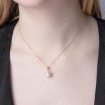 10-10.5mm Cultured Freshwater White Pearl Pendant, 18ct Yellow Gold - Image 2