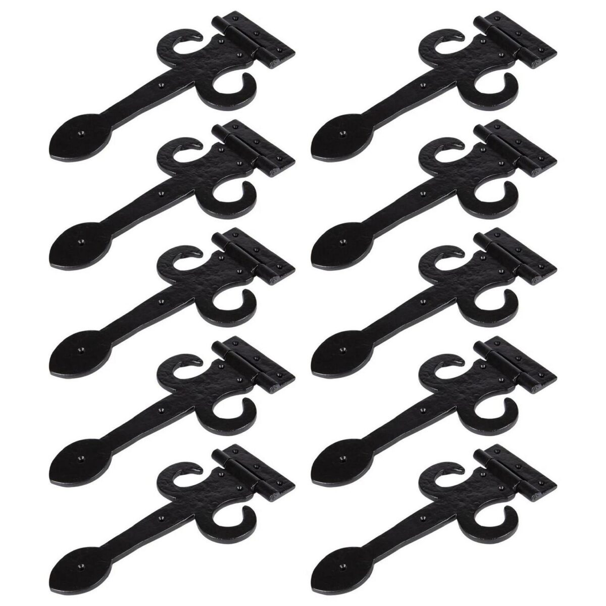 10x Arrowhead T-Hinge Cast Iron Antique Cupboard Door Hinges W300mm Black - Image 1