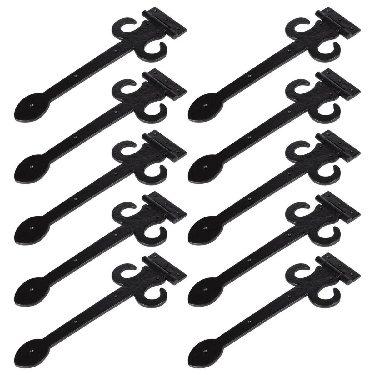 10x Arrowhead T-Hinge Cast Iron Antique Interior Exterior Hinges W400mm Black - Image 1