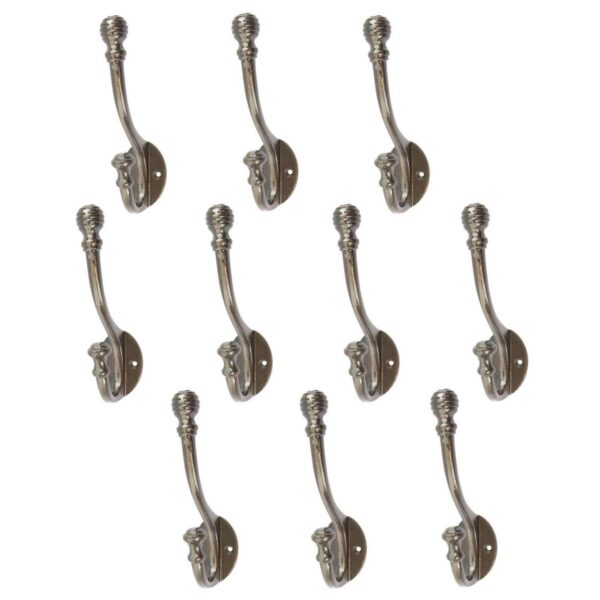 10x Ball End Hat and Coat Hook Cast Iron Antique Vintage Style W35mm x H135mm Raw