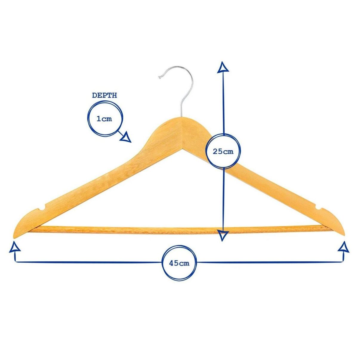 10x Brown Wooden Coat Hangers Strong Adult Suit Clothes Hanger with Trouser Bar - Image 3