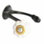10x Ceramic Flower Hat and Coat Hook Cast Iron Vintage Style W30mm x H140mm Black - Image 3