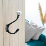 10x Ceramic Flower Hat and Coat Hook Cast Iron Vintage Style W30mm x H140mm Black - Image 6