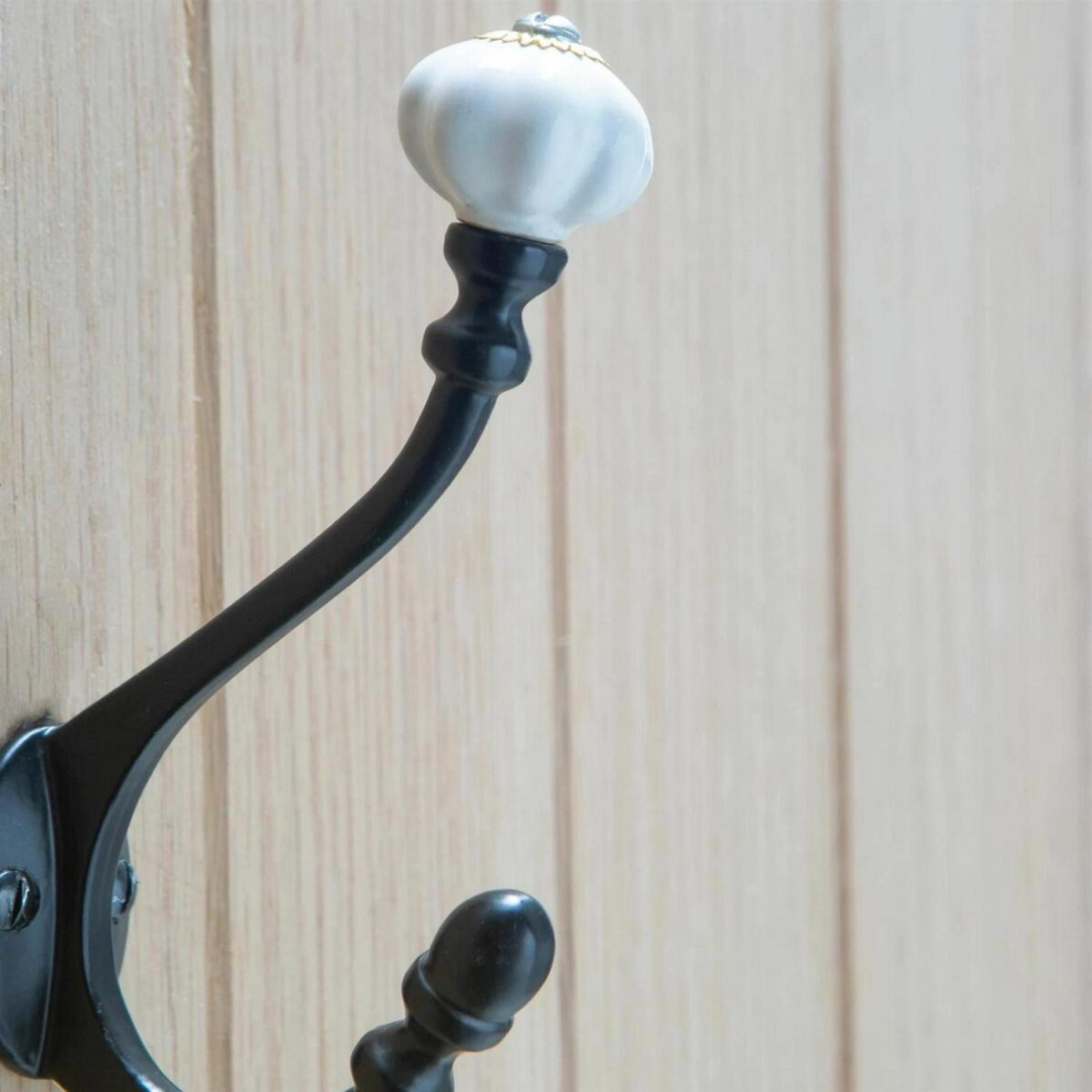 10x Ceramic Flower Hat and Coat Hook Cast Iron Vintage Style W30mm x H140mm Black - Image 7