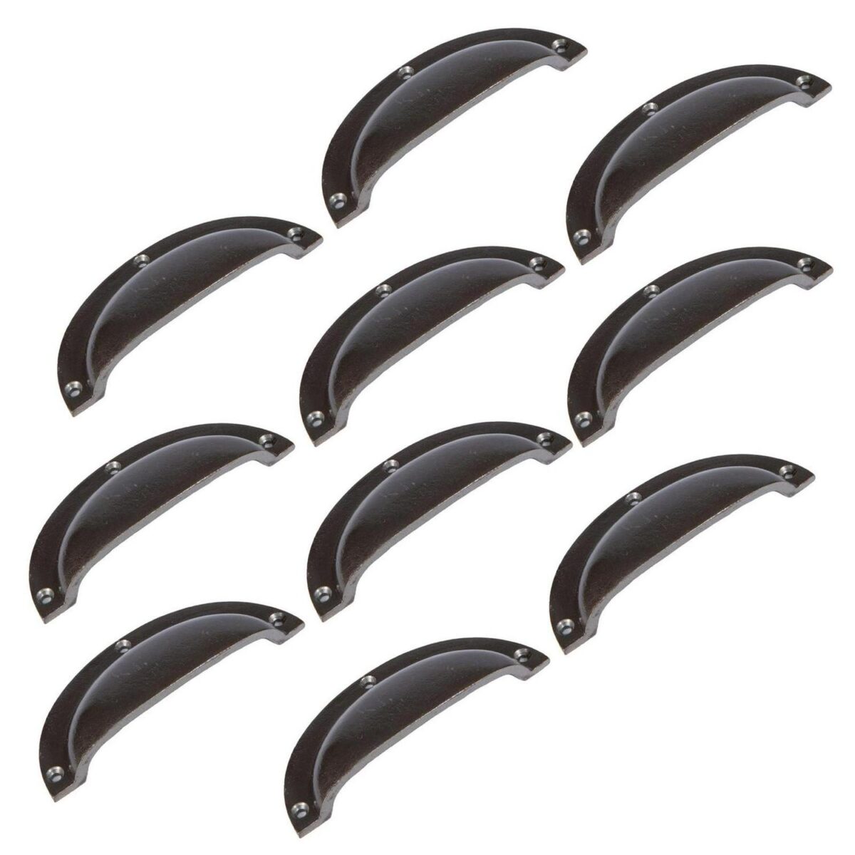 10x Curved Cabinet Cup Handle Cast Iron Cupboard Handles 130mm x 50mm Raw - Image 1